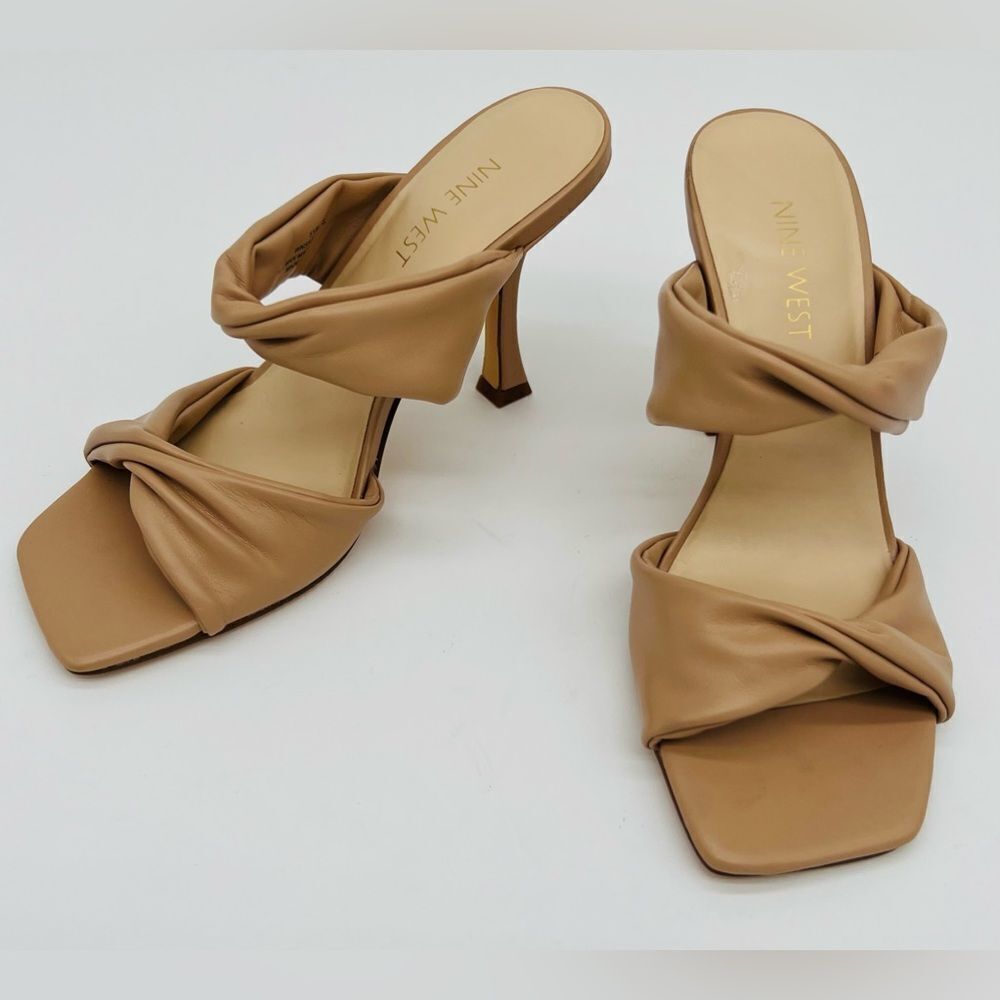 New! NINE WEST Women’s Sashah 3 Heeled Dress Sandals Light Natural - Picture 7 of 16